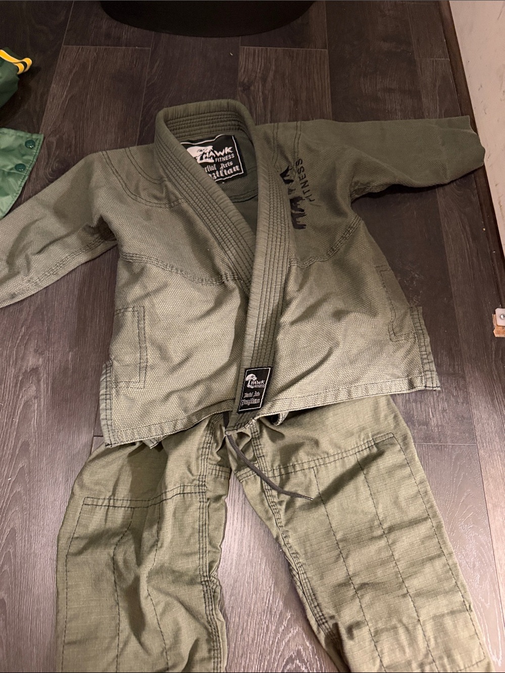 Hawk fitness gi  todler Olive Green fits 3 year old